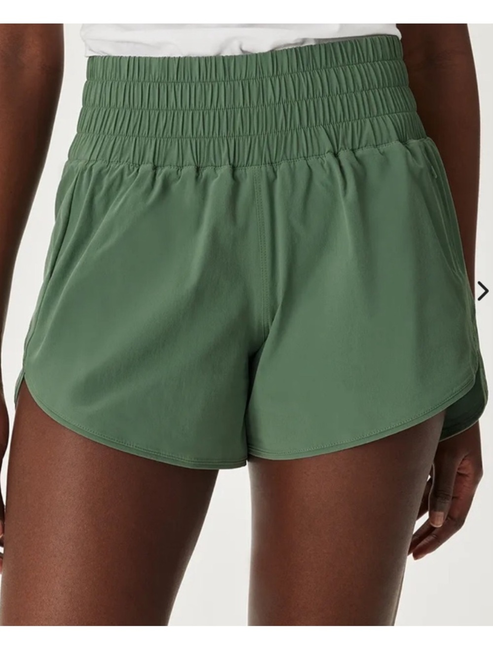 Outdoor Voices Light Speed 3 in Olive Green High-Rise Athletic Shorts